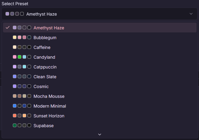 Theme Customization Options (Dark)